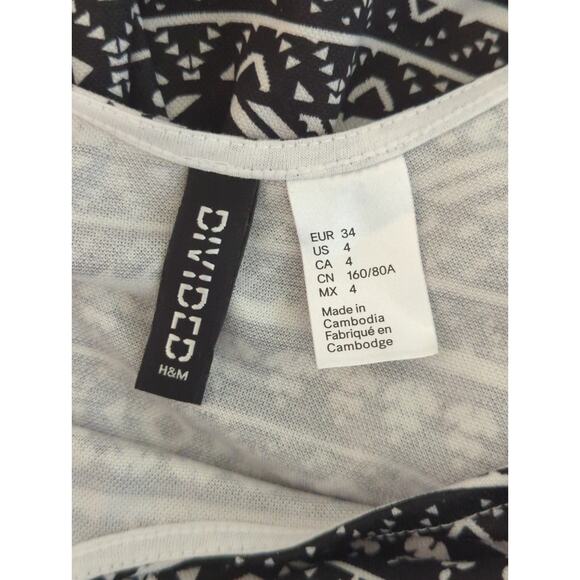 H&M Divided Black & White Scooped Neck Sleeveless Mini Jersey Dress Size 4 - Picture 10 of 10